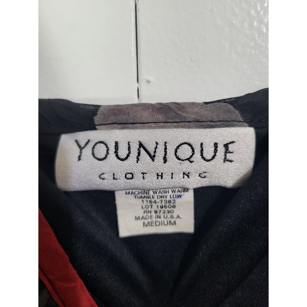 VTG Y2k 90s Red Roses Black Whimsigoth Fairy Coquette Dress Younique Empire SZ M - Picture 7 of 10